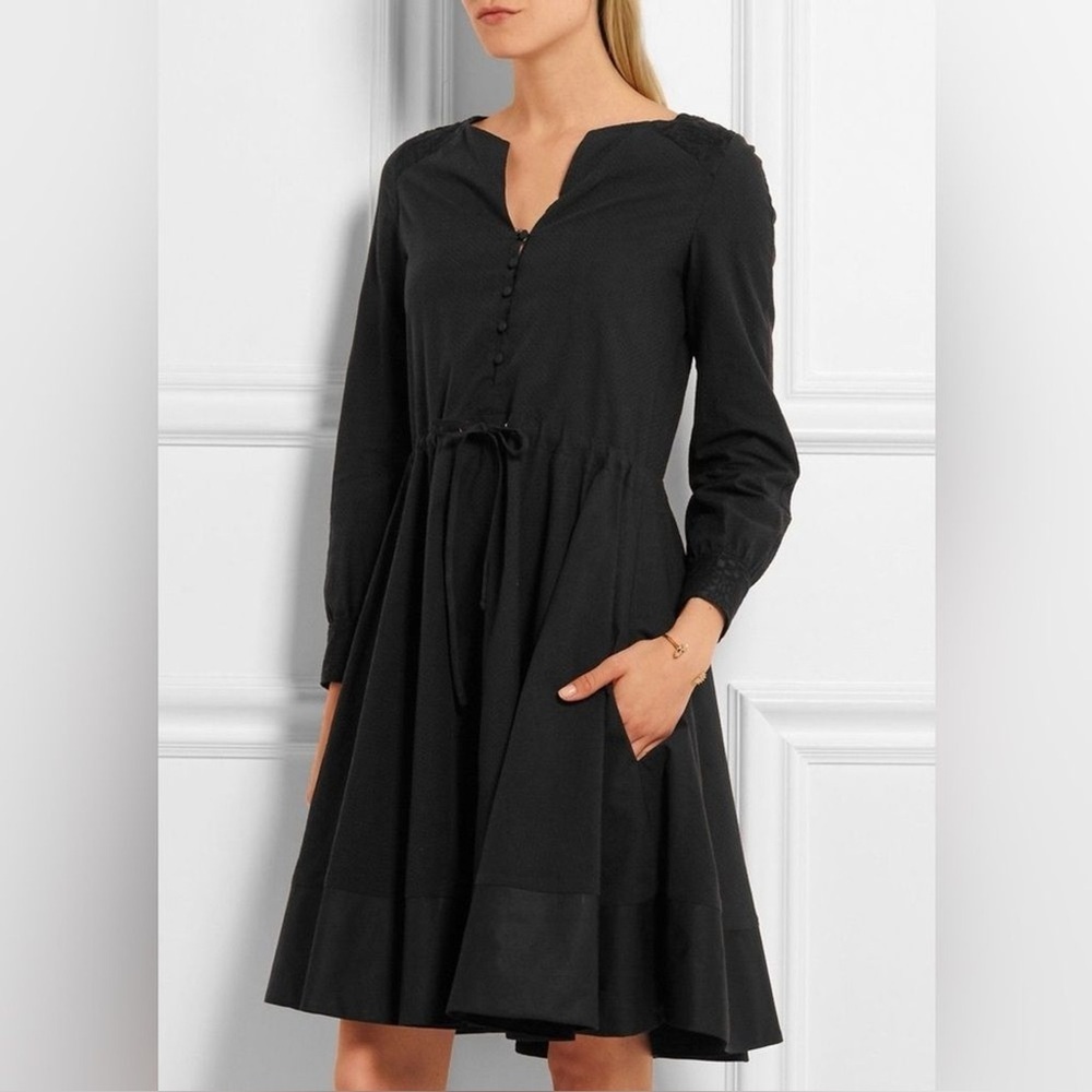 Maje Embroidered Fit & Flare Dress Black Size Small